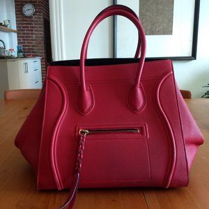 Celine Phantom M in Magenta Bullhide Calfskin